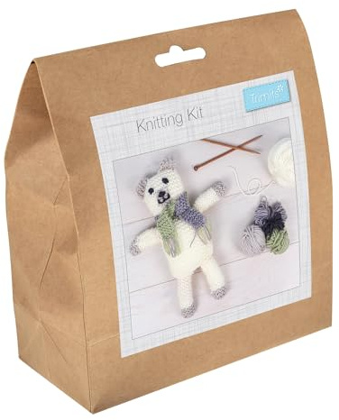 Trimits Knitting Kit - Handmade, Soft Toy, Teddy, Gift with Yarn, Needles and Instructions - Bear