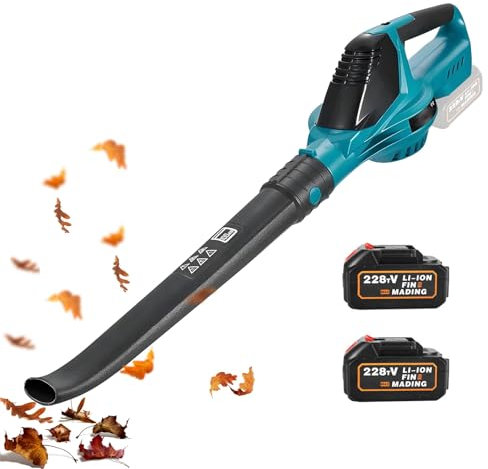 Soplador de hojas inalámbrico con batería de 2 x 4,0 Ah, soplador de hojas eléctrico de 28000 rpm, soplador de hojas eléctrico de 5 marchas, 219 km/h, soplador de hojas manual