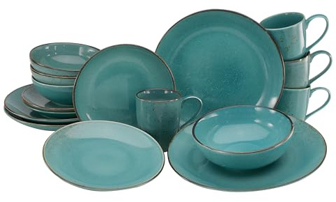 CreaTable, 22413 Nature Collection Water-serien, 16-teiliges presentset för 4 personer, kombiservice av steinkling, rengöring och mikrovågsugn, kvalitetsproduktion