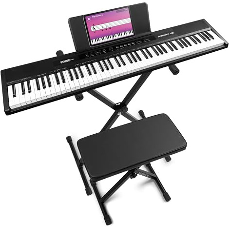MAX RhapsodyDP88 de 88 teclas - Piano digital pack completo con soporte, banqueta y pedal de sustain