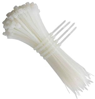 bridas de poliamida (40 uds) 3.6 x 200 mm, color blanco, para sujeción y organización de cables y objetos en proyectos de bricolaje y electricidad.