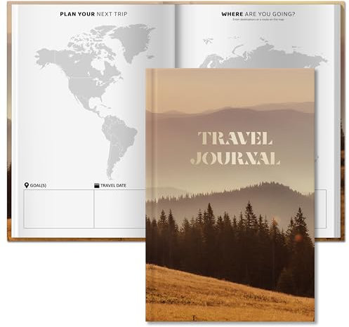 BIROYAL Reisetagebuch zum Ausfüllen für 6 Reisen – 156 Seiten A5 Travel Journal für Erinnerungen zum Schreiben – Tagebuch für mehrere Reisen - Perfektes Reisegeschenk für Weltreisende - Englisch