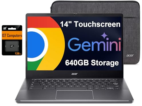 Acer Chromebook Plus 514 Laptop w/ Google AI (14 FHD Touchscreen, Intel 8-Core i3-N305, 8GB RAM, 640GB Storage, 2TB Cloud Storage) Business, Student, 11-Hr Long Battery Life, 1080p Webcam, Chrome OS