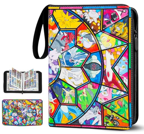 Fuxgaozh Card Binder for Kids 4 Pocket 50 Pages 400 Pockets Trading Card Binder,Portable Waterproof PU Card Binder Folder,Collectible Card Album This is The Perfect for Boys and Girls