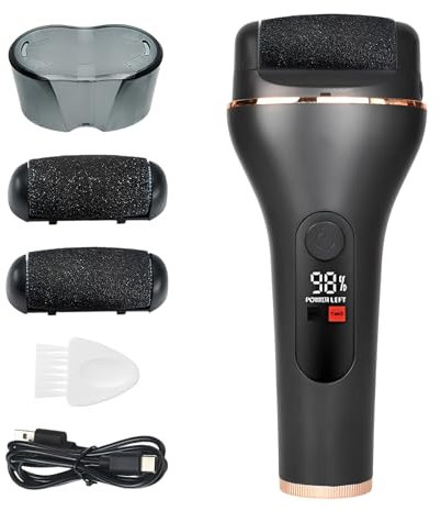 Hornhautentferner Elektrisch Professionell – Hornhaut Entfernen Fuß Elektrisch,IPX7 Wasserdichte,Wiederaufladbar USB,2 Geschwindigkeiten,LED-Anzeige für Rissige Fersen,Tote Haut & Fußpflege (Schwarz)