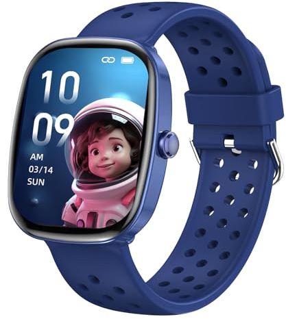 Tynggko Orologio Smartwatch Bambini, Orologio Fitness Tracker Smart Watch con 100 Modalità Sport, 2 Giochi Puzzle, Cardiofrequenzimetro, Sveglia, Regalo Smartwatch per Bambino 6+ Anni Regalo (Blu)