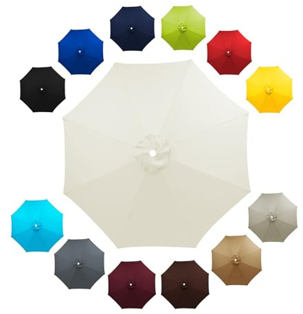 Generisch Sonnenschirm Ersatzbezug 2.0m 3.0m 3.5m für 6/8 Streben Terrassenschirm Bespannung Sonnenschirm Bezug Gartenschirm Ampelschirm Stoff Ersatz Stoffbezug für Hof(White,3.0m/8ribs)