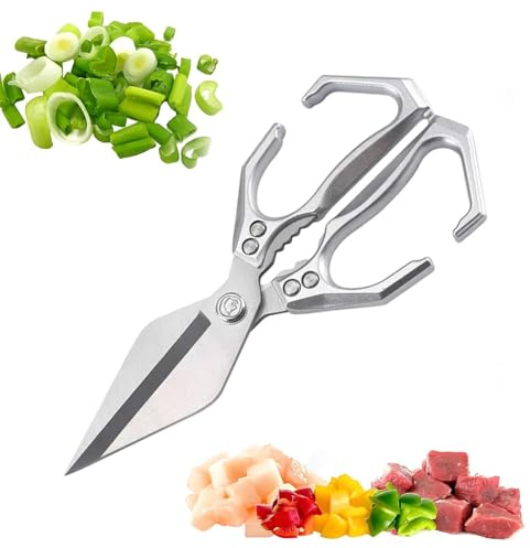 Erconsso Tijeras De Cocina | Acero Inoxierto Ergonomico Para Aves Y Carne - Herramientas De Corte Para Carne Pollo Hueso Pescado Mariscos Verdura Comercial