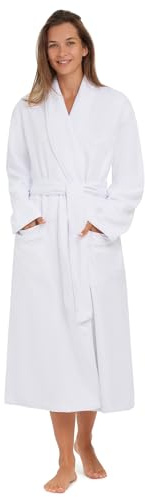 MONARCH Plush Lined Microfiber Bath Robe for Men or Women – Soft Microfiber Shell with Polyester Lining, Generously Sized Resort-Grade Spa & Hotel Robe with Pockets - Machine Washable (White)
