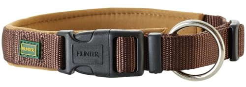 HUNTER Hundehalsung NEOPREN VARIO PLUS, Farbe: braun/caramel, strapazierfähiges Nylon, weiche Neoprenpolsterung, stufenlos verstellbar, mit Zugentlastung, pflegeleicht, komfortabel, Größe: M-L/2,5