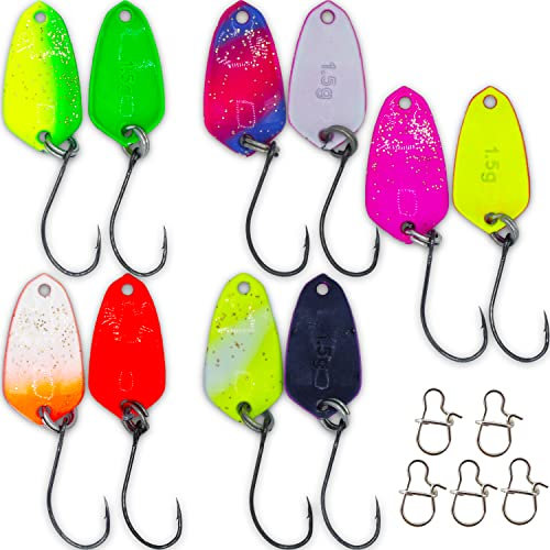 Paradox Fishing Forellen Spoon Set I 5 Spoons 1,5g mit Snaps I Forellenköder Set zum Forellen Angeln Spoon Forellen Köder Forellen Set Spoon Forelle - Spoons Forelle