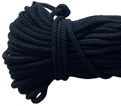 Mississhop Kordel 8 mm I 50 m 100% Baumwolle Baumwollkordel Seile Schwarz Ø 8mm