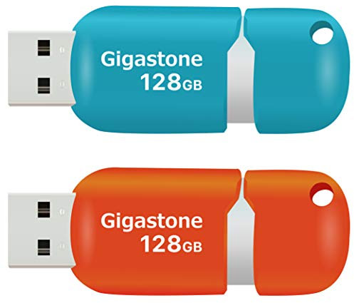 Gigastone Lot de 2 Clé USB 128 Go, V10 Série, Clés Rétractables pour PC Ordinateur Portable MacBook, Compatible avec Windows Mac Linux, USB 2.0 Flash Drive Stockage, Mixte Couleur - Turquoise Rouge