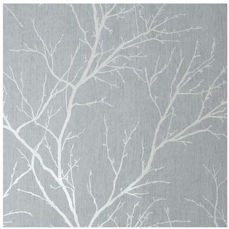 Fresco Duck Egg Winter Tree Wallpaper | Duck Egg Tree Wallcovering | Eco-Friendly Wallpaper