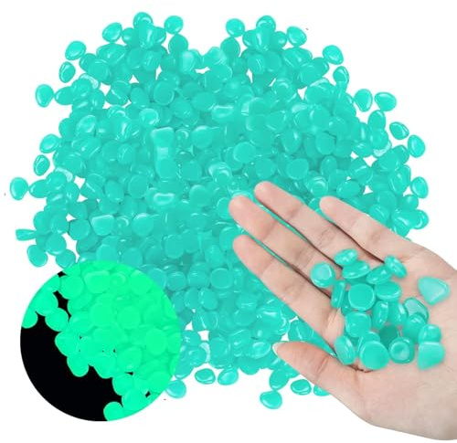 MOAMUN Piedras decorativas Piedras Luminosas para Jardín 1000 Piezas Reutilizables Piedras para Macetas para Jardín Hogar Acuario Aire Libre Parques Peceras (Azul)