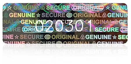 200 pegatinas de hologramas de seguridad, pegatinas a prueba de manipulaciones, sello de garantía adhesivo con número de serie, 30 x 10 mm (plata)