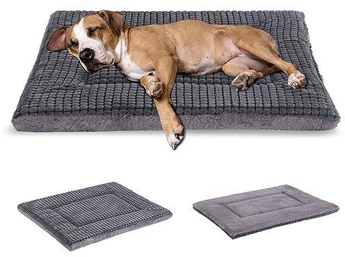 BVAGSS Orthopädisches Hundebett, Waschbar Hundekissen flauschig Hundematte, Umkehrbar Weiche und Warme Hundematte für klein mittel große Hunde XH079 (106x71x4cm,Light Grey)