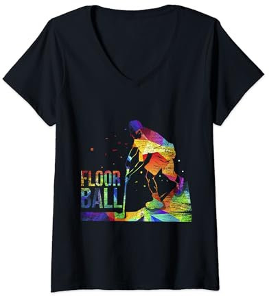Damen Unihockey Floorball Hockey Design für Floorball Spieler T-Shirt mit V-Ausschnitt