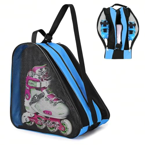 Ksvaye Bolsa Patines Mochila Patines, 38cm de Alto Bolsa Patines con Correa Ajustable, 3 Compartimentos Separación Seca y Húmeda Bolsa para Botas de Esquí Impermeable, Unisex para Hombres y Mujeres