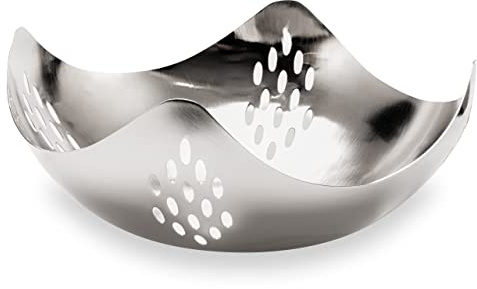 Stainless Steel Decorative Bowl 24cm - Silver Metal Bowl, Snack Display Dish, Table Centrepiece, Fruit, Key Dish for Halllways, Kitchen Counter Candy Organiser