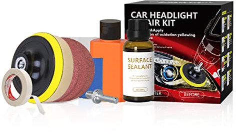 Eujgoov Kit di Restauro del Faro Premium Auto Soluzione Completa per Ossidazione, Graffi e Ripristino della Chiarezza per Gli Appassionati di Automobili