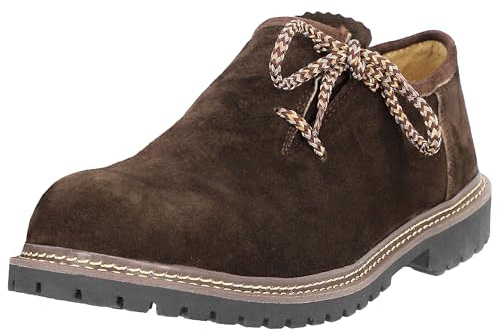Steigenhöfer - Scarpe da uomo in vera pelle scamosciata, vestibilità ottimale e design tradizionale, in vera pelle, per Oktoberfest e celebrazioni, marrone scuro., 41 EU