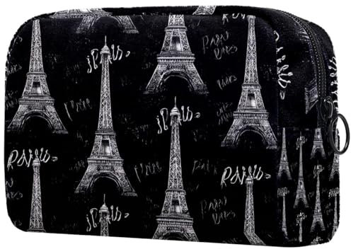 Trousse per cosmetici da donna, con motivo Torre Eiffer, per articoli da toeletta da viaggio, grande, pratica borsa organizer con cerniera