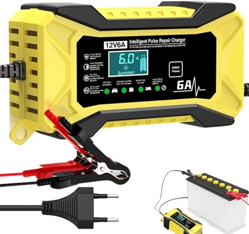 Cargadores de Batería Automóvil 12 Voltios | Portátil 12V Mantenedor Inteligente De Acumulador | Electrónica Automotriz Con Pantalla LCD Y Compensación De Temperatura Para Vehículos Recreativos Y Come