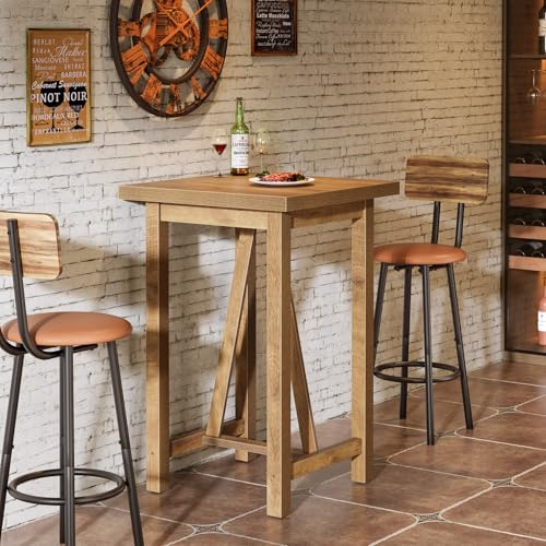 Tribesigns Bartisch, Kleiner Stehtisch für Cocktailbar, Café, Bistro, 60 x 60 x 100 cm, Eckiger Küchentisch Hochtisch für Esszimmer, Wohnzimmer, Kleine Räume