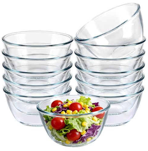 APACALI 12 cuencos para ensalada de cristal, 500 ml, cuencos de cristal para postres