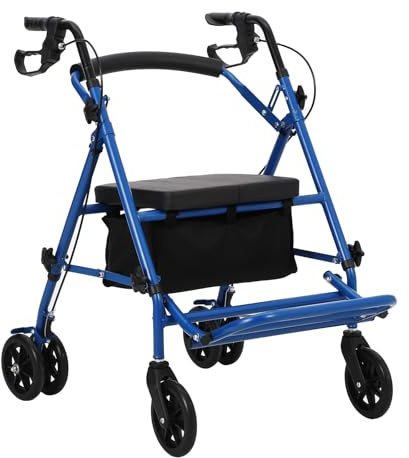 RBFGYIOP Rollator 2 in 1 Per Anziani – Alluminio Pieghevole Con Braccioli e Poggiapiedi, Seduta Schienale e Freni, Capacità 136kg All Terrain
