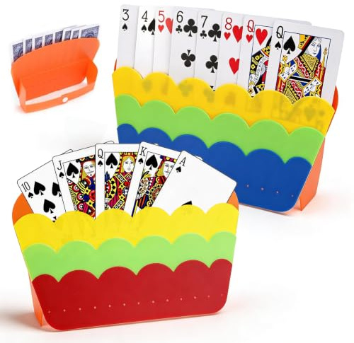 Qixuer Kortspelshållare, 2 stycken spelkortshållare återanvändbara plastkorthållare spelkortshållare för poker äldre partyspel vuxna och barn