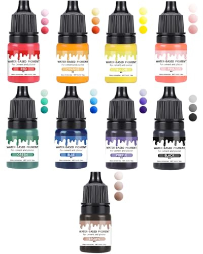 KAHZOR 9 Colori Coloranti per Candele A Base d'Acqua, Pigmenti Concentrati e Vivaci per Polvere da Colata, Gesso, Cemento, Resina, Fai da Te