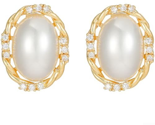 PureBowlic strass clip-on öronknoppar berlocker, elegant rosett tie-dekor för öppna öron, sagostil koppartillbehör för träning och daglig användning, silver och guld, 2-pack (guld)