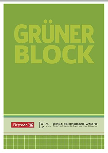 Baier & Schneider Brunnen 1052438 Briefblock / Schreibblock / Der grüne Block (A5, kariert, 50 Blatt, 60g/m²)