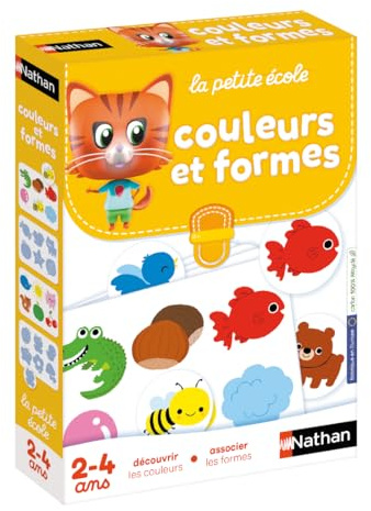 Nathan 31402 La Petite Ecole - Découvrir les Couleurs, Associer les Formes - Jeu Educatif - Coffret Avec 6 Jeux Progressifs - Pour Enfants à partir de 2 ans, Multicolore