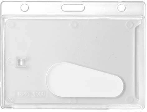 Karteo Ausweishülle Hartplastik mit Daumenausschub [1 Stück] Kartenhalter transparent horizontal Ausweishalter Schutzhülle für Ausweise Werksausweise Dienstausweise