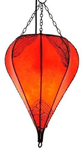 Simandra Orientalischer Lampenschirm Marokko Henna Leder Tropfen Orient 40 cm Color Orange