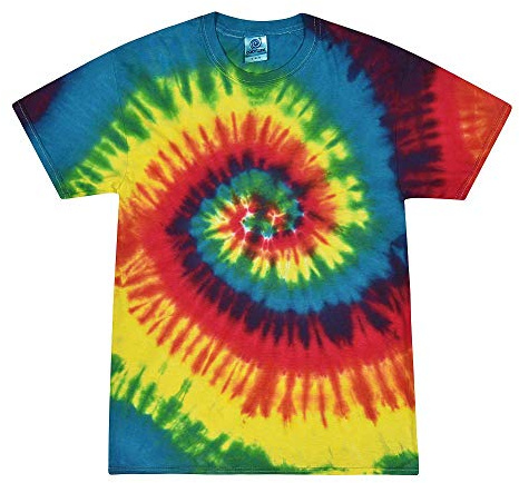 Colortone Maglietta Batik Unisex 'Swirl' | Maglietta Uomo Manica Corta Maglietta Hippie Donna S - 5XL | Abbigliamento Flower Power Donna Uomo Cotone | Disegno Batik Tinto a Mano | Rainbow, M