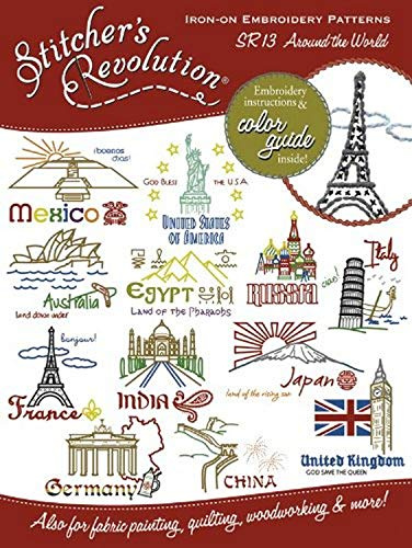 Stitcher's Revolution Iron-On Transfer Pattern for Embroidery, Around The World Landmarks