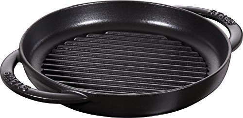 Staub Round 22 cm Grill Pan, Cast Iron, Black