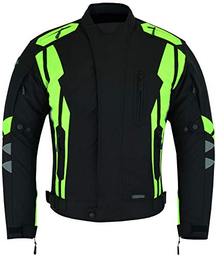 RIDEX Hivis CJ7 Mens Motorbike Motorcycle Waterproof Jacket Protection, X-Large, Yellow, Black