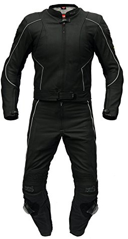 XLS - Tuta in pelle, 2 pezzi, di alta qualità, colore: nero opaco
