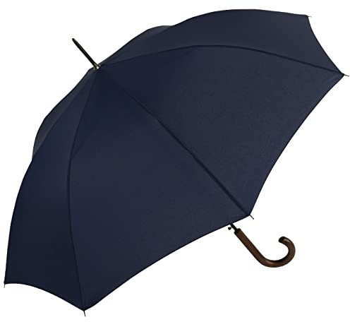RS-Regenschirm Holzgriff groß stabil für Damen und Herren mit Automatik- navy-blau