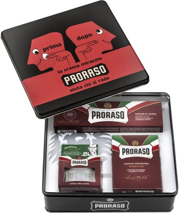 Proraso Vintage Selection, Gama Barbas Duras (pack trío), kit de cuidado barba de lujo con crema de preafeitado, jabón de afeitar en tubo y bálsamo para después del afeitado, Made in Italy