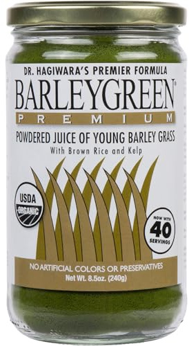 BARLEYGREEN Dr. Hagiwara's Original Premium w/Kelp - Organic Barley Grass Juice Powder 8.5oz (240g) - 40 Servings
