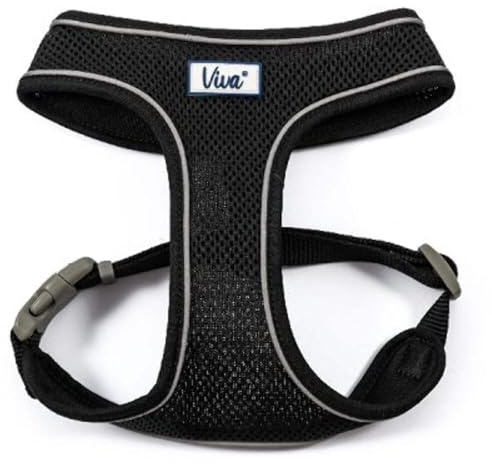 Ancol Viva Lightweight Breathable Comfort Mesh Nylon, Plastic Dog Harness Black Size Medium (Fits Girth 44-57 cm)
