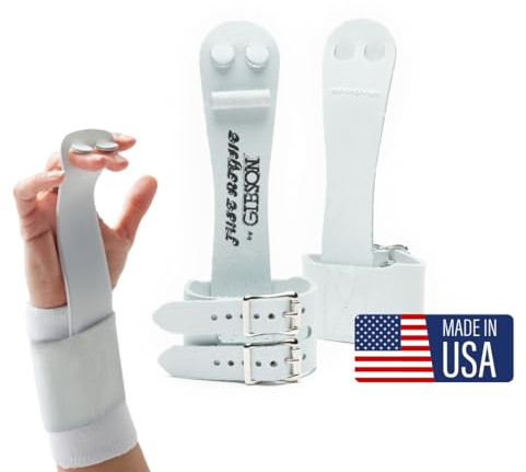 Gibson Athletic Double Buckle Just Right Uneven Bar Grips, Gymnastics, Girls, White, Small