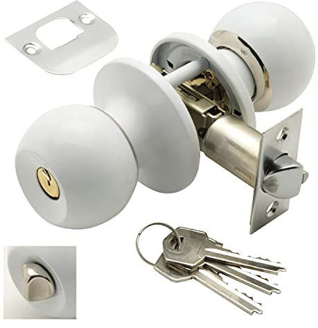 WOLFPACK LINEA PROFESIONAL Pomo Puerta Wolfpack Con Llave Con Condena Blanco Para Entrada