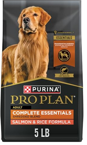 Purina Pro Plan Complete Essentials Shredded Blend Salmon and Rice Dog Food Dry Formula with Probiotics for Dogs - 5 lb. Bag